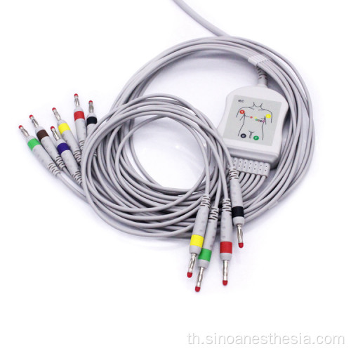 สาย EKG 10lead EKG ที่เข้ากันได้ไม่มีความต้านทาน